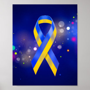 Affiche L'Ukraine soutient le ruban bleu jaune de sensibil