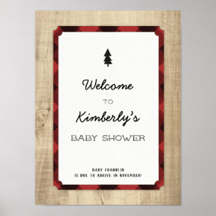 Affiche Lumberjack Flannel Boy Baby shower Bienvenue