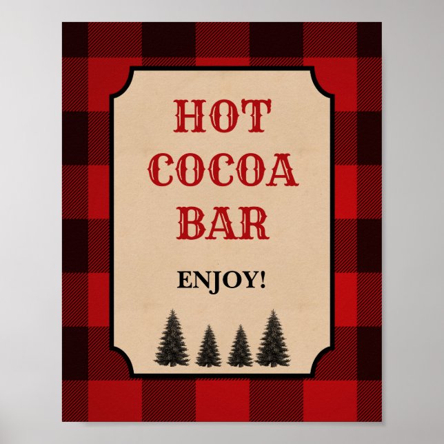 Affiche Lumberjack Hot Cocoa Bar Party Signal Red Plaid (Devant)