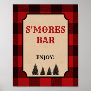 Affiche Lumberjack S'mores Bar Party Sign Red Plaid