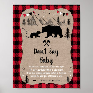 Affiche Lumberjack Woodland Bear Ne pas dire Baby Game