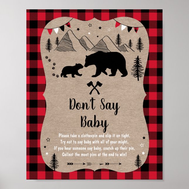 Affiche Lumberjack Woodland Bear Ne pas dire Baby Game (Devant)