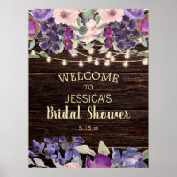 Lumière à cordes rustique Fleurs violettes Shower