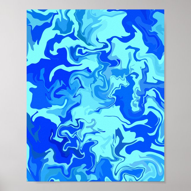 Affiche Lumière Abstraite et fluides bleu foncé (Devant)