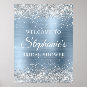 Affiche Lumière Bleue Argentée Pailletée Mariage