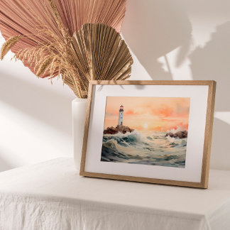 Affiche Lumière de guidage : Aquarelle de phare
