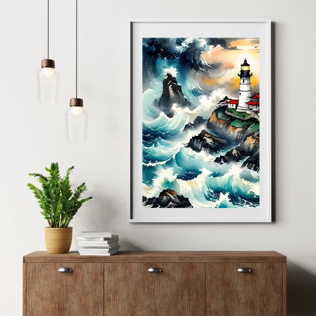 Affiche Lumière de guidage - Scène du phare Serene (Créateur téléchargé)