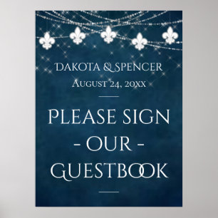 Affiche Lumière de la Marine Bleue Fleur de Lis   Connexio