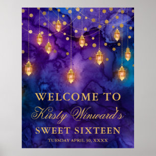 Affiche Lumière de Lanterne Violette et Bleue Douce 16 Ans