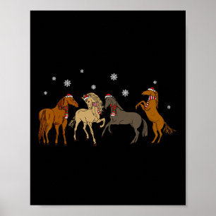 Affiche Lumière de l'arbre de Noël du père Noël Horse