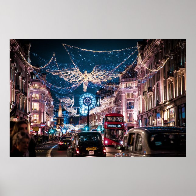 AFFICHE LUMIÈRE DE NOËL - RUE RÉGENT, LONDRES, ROYAUME-UNI (Devant)