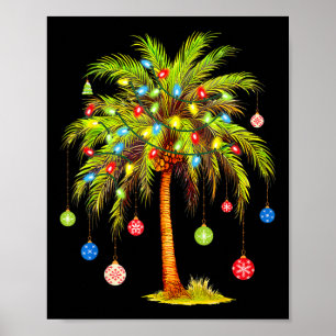 Affiche Lumière de palmier de Noël Hawaïen Tropical Xmas