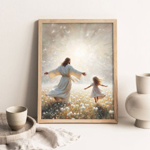 Affiche Lumière de Vie, Peinture Chrétienne, Jésus Dansant