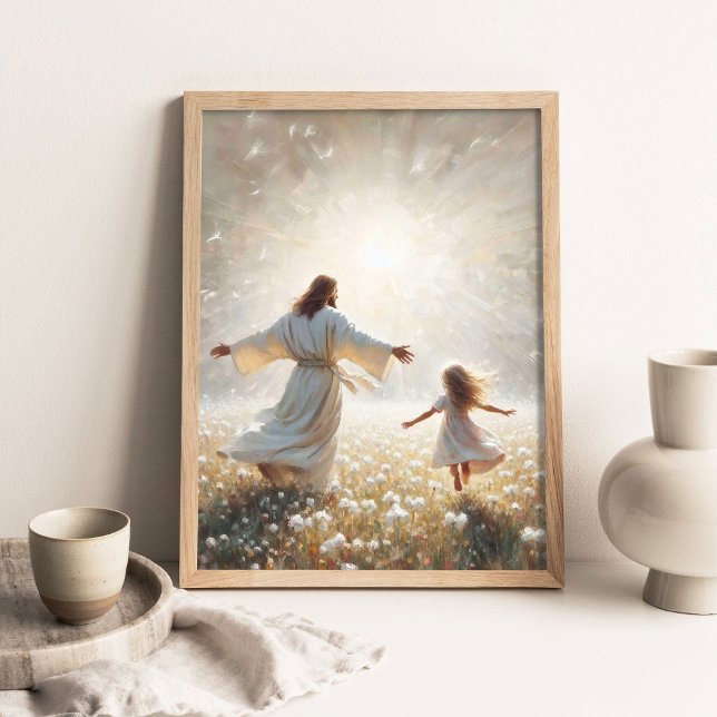 Affiche Lumière de Vie, Peinture Chrétienne, Jésus Dansant (Créateur téléchargé)