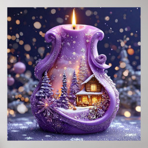 Affiche Lumière Élégante de Bougie Décorative Violette