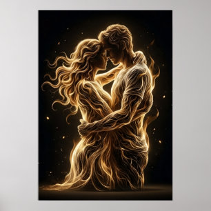 Affiche Lumière Éternelle - Art de Silhouette Dorée Minima
