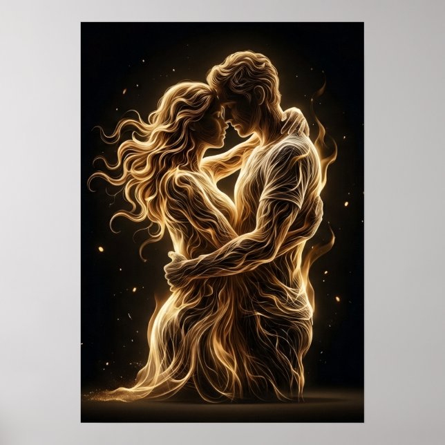 Affiche Lumière Éternelle - Art de Silhouette Dorée Minima (Devant)