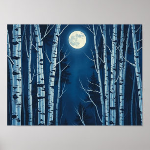 Affiche Lumière Éthérée de l'Hiver : Pleine Lune Illuminan