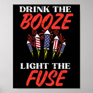 Affiche Lumière Fuse Fireworks Funny Quatrième 4 juillet