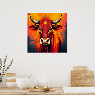 Affiche Lumière indienne Sacrée Vache Diwali