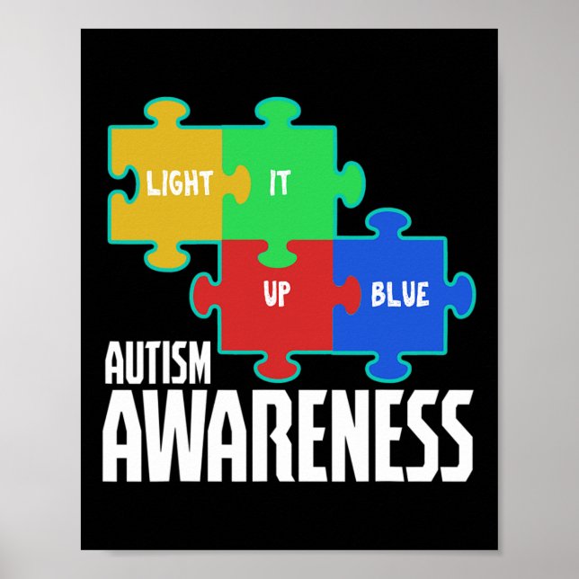Affiche Lumière It Up Blue Puzzle Inspiration Autisme Awar (Devant)
