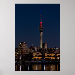 Affiche lumière nocturne d'Auckland, Sky Tower,