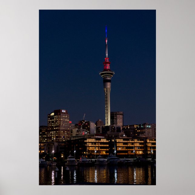 Affiche lumière nocturne d'Auckland, Sky Tower, (Devant)