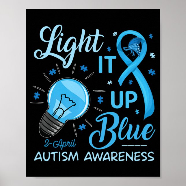 Affiche Lumière sur Sensibilisation sur l'autisme bleue Pu (Devant)