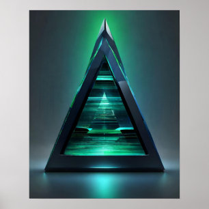 AFFICHE LUMIÈRE TURQUOISE PYRAMIDE VERTE