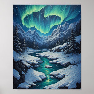 Affiche Lumières boréales éthérées : Vallée hivernale arct