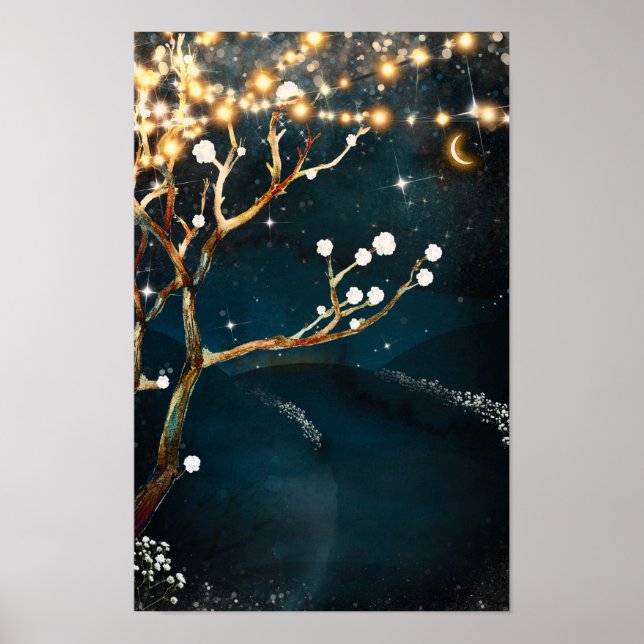 Affiche Lumières d'Arbre de Soirée Rustique Mariage Nuit É (Devant)