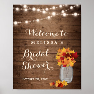 Affiche Lumières de chaîne de feuilles d'automne rustiques