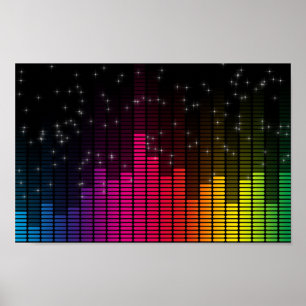 Affiche Lumières de disco à égaliseur de volume de musique