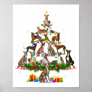 Affiche Lumières de l'arbre de Noël Ghound Drôle de chien 