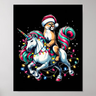Affiche Lumières de Noël Cougar équitation Unicorn