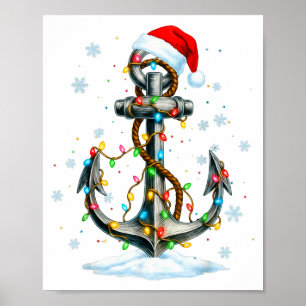 Affiche Lumières de Noël d'ancre nautique Bateau Marin
