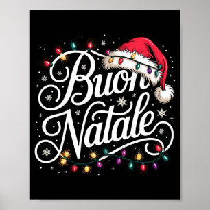 Affiche Lumières de Noël de Famille Italienne Chapeau Roug