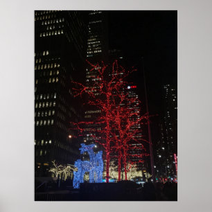 Affiche Lumières de Noël des rennes New York City Manhatta