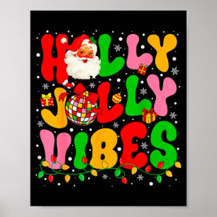 Affiche Lumières de Noël Holly Xmas Jolly Vibes Santa