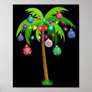 Affiche Lumières de Noël Palm Tree Fun Hawaii Beach Tropic