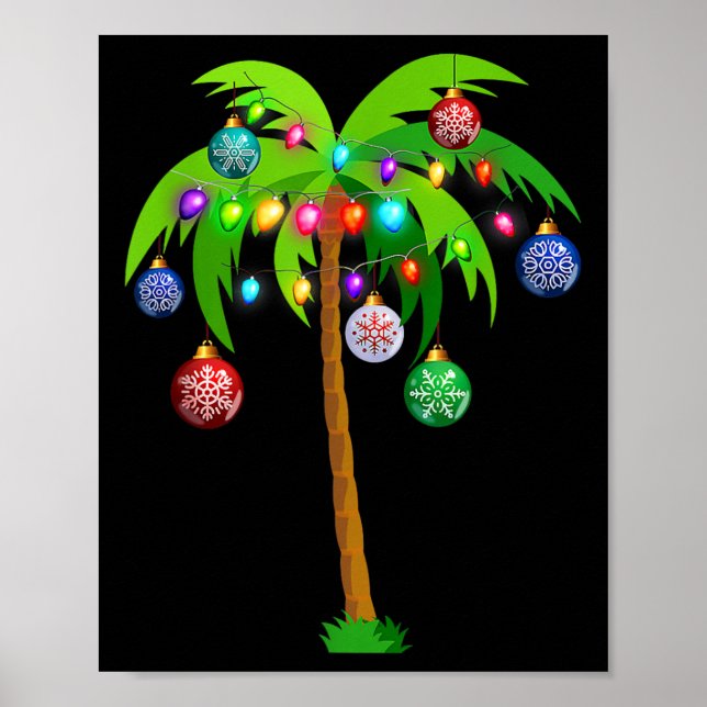 Affiche Lumières de Noël Palm Tree Fun Hawaii Beach Tropic (Devant)