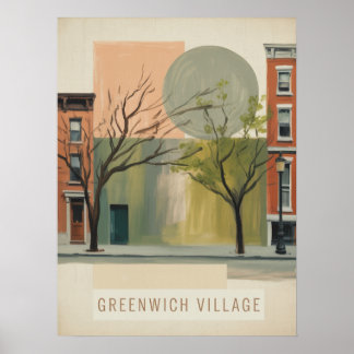 Affiche Lumières de rue tranquilles du village de Greenwic