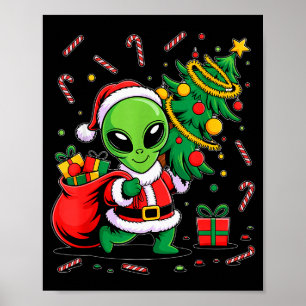 Affiche Lumières de sapin de Noël Alien Xmas Drôle d'alien