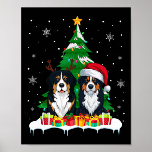 Affiche Lumières de sapin de Noël Chien de montagne bernoi