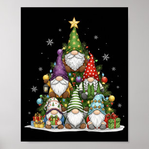 Affiche Lumières de sapin de Noël Gnomes Drôle de Noël Fêt