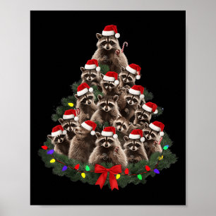 Affiche Lumières de sapin de Noël Raton Laveur Pyjama Amat