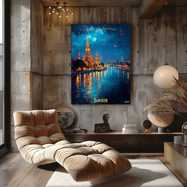 Affiche Lumières dorées de Bangkok - Reflets du Wat Arun (Créateur téléchargé)