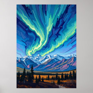 Affiche Lumières du Nord sur Denali