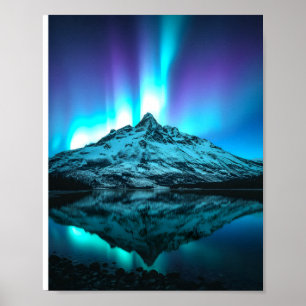 Affiche Lumières Du Nord Sur Les Montagnes Neiges