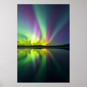 Affiche Lumières du Nord sur un lac